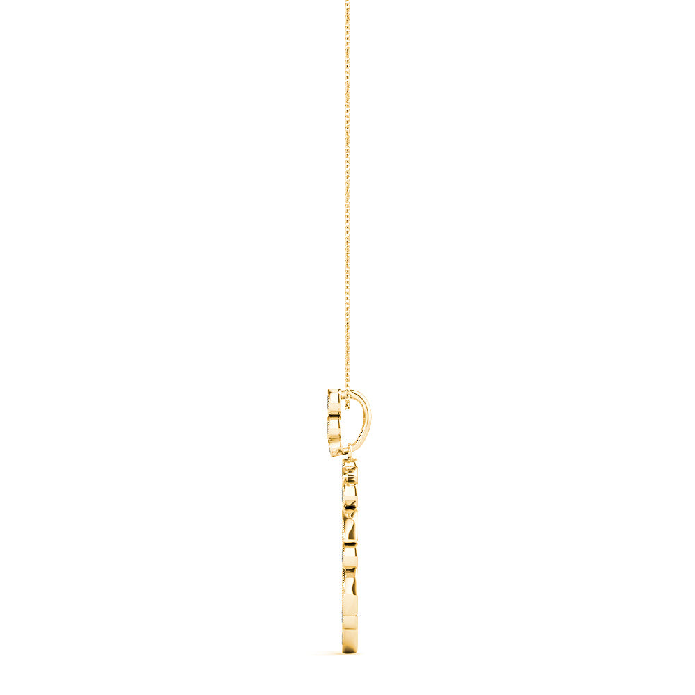 0.50 ctw Diamond Milgrain Circle Necklace Pendant-VIRABYANI